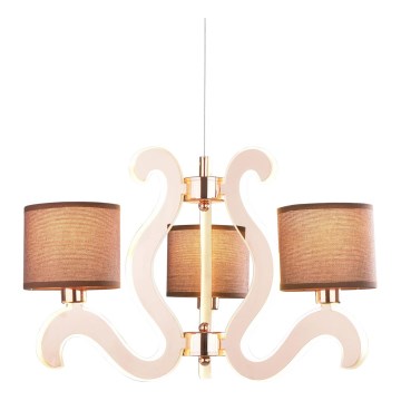 LED Висящ полилей AMBROSIA 3xE14/40W/230V + LED/18,4W мед