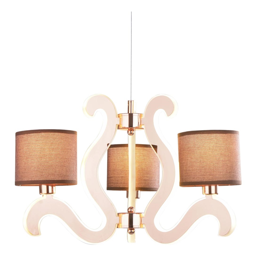 LED Висящ полилей AMBROSIA 3xE14/40W/230V + LED/18,4W мед
