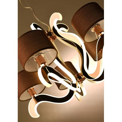 LED Висящ полилей AMBROSIA 5xE14/40W/230V + LED/43W мед