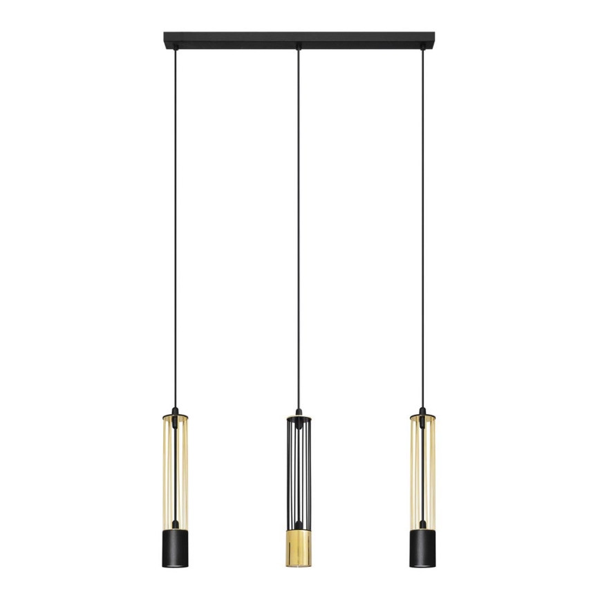 LED Висящ полилей BARS 3xGU10/4,8W/230V черен/златист