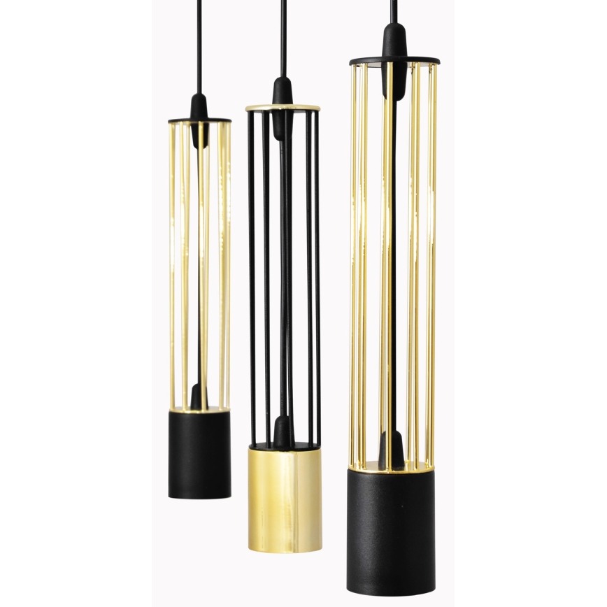 LED Висящ полилей BARS 3xGU10/4,8W/230V черен/златист