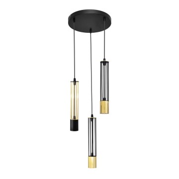 LED Висящ полилей BARS 3xGU10/4,8W/230V черен/златист