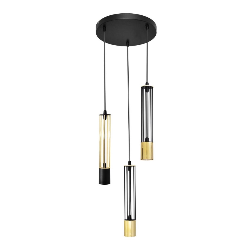 LED Висящ полилей BARS 3xGU10/4,8W/230V черен/златист