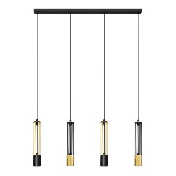 LED Висящ полилей BARS 4xGU10/4,8W/230V черен/златист