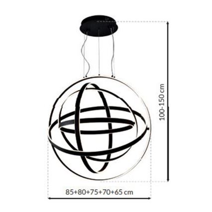 LED Висящ полилей COPERNICUS 1xLED/260W/230V черен