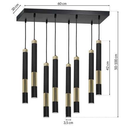LED Висящ полилей DALLAS 8xGU10/3W/230V