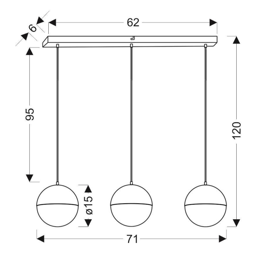 LED Висящ полилей FURNI 3xLED/5W/230V черен
