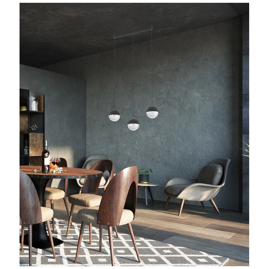 LED Висящ полилей FURNI 3xLED/5W/230V черен