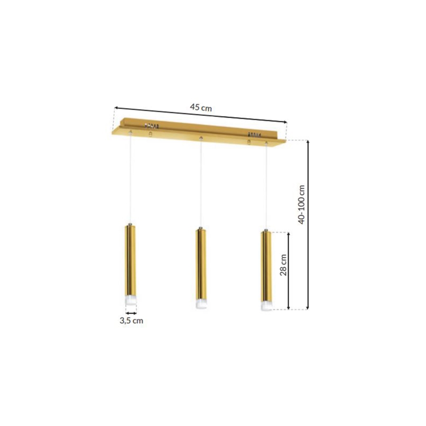 LED Висящ полилей GOLDIE 3xLED/15W/230V златист