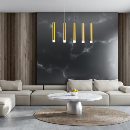 LED Висящ полилей GOLDIE 5xLED/25W/230V златист