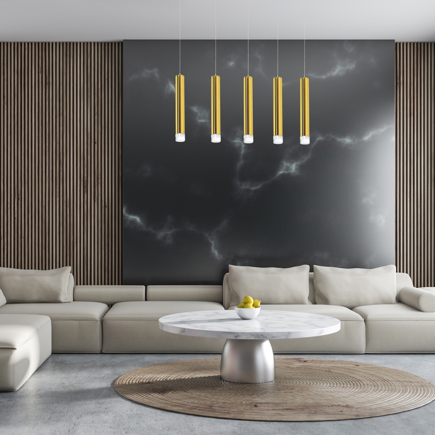 LED Висящ полилей GOLDIE 5xLED/25W/230V златист
