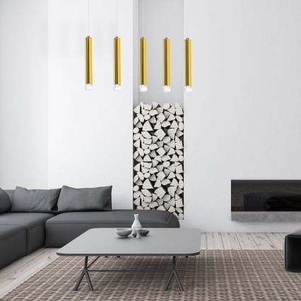 LED Висящ полилей GOLDIE 5xLED/25W/230V златист