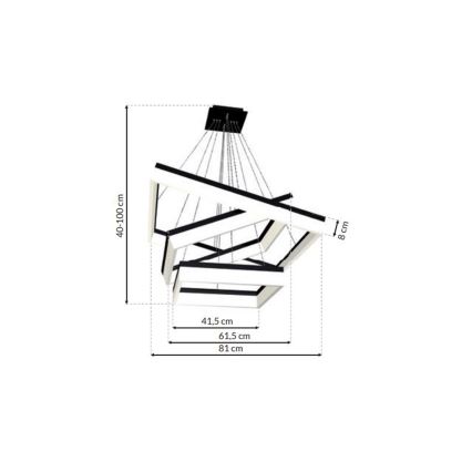 LED Висящ полилей NERO 3xLED/140W/230V