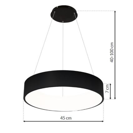 LED Висящ полилей OHIO BLACK LED/24W/230V