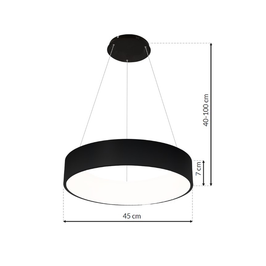 LED Висящ полилей OHIO BLACK LED/24W/230V