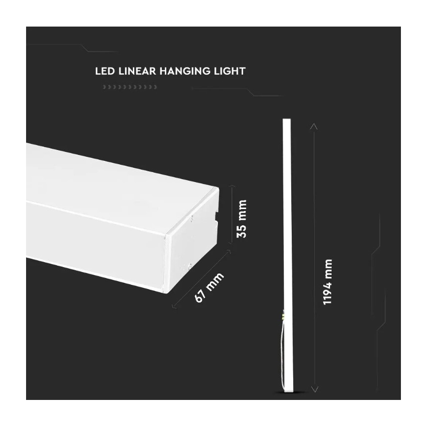 LED Висящ полилей SAMSUNG CHIP LED/40W/230V 6400K бял