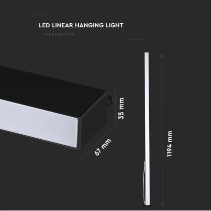 LED Висящ полилей SAMSUNG CHIP LED/40W/230V 6400K черен
