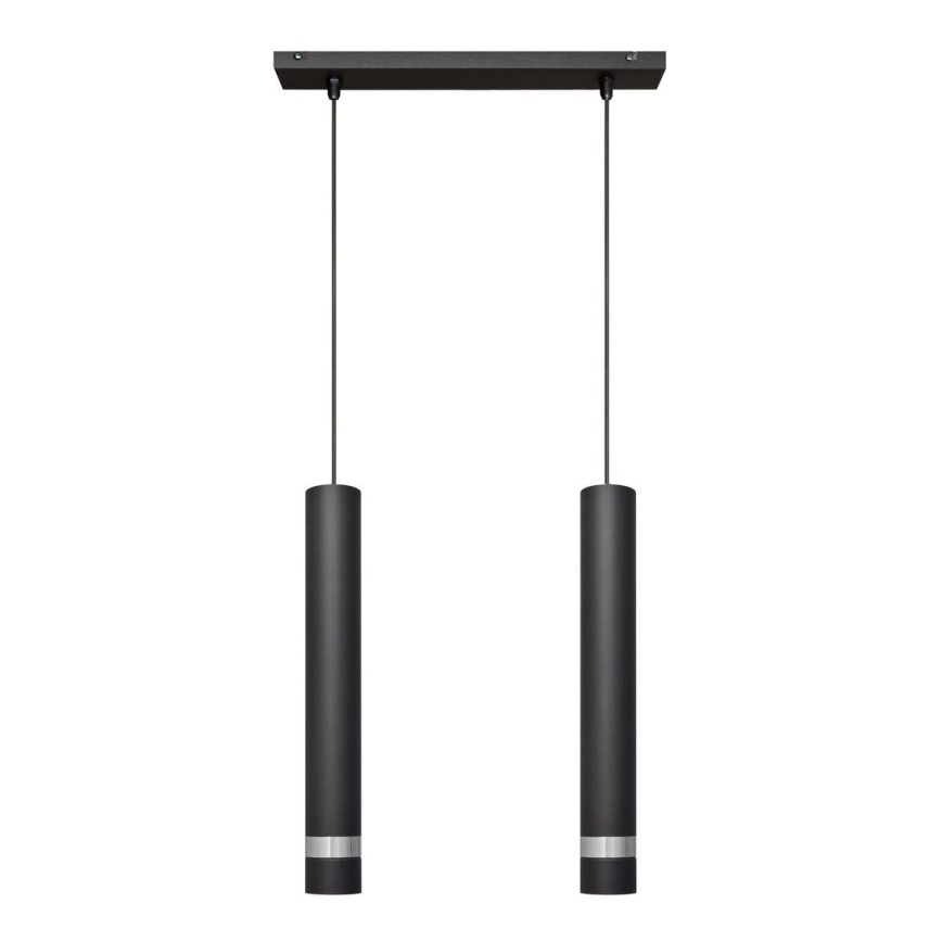 LED Висящ полилей TUBA 2xGU10/4,8W/230V черен/лъскав хром