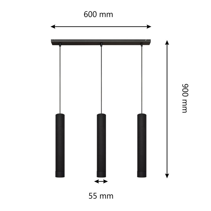 LED Висящ полилей TUBA 3xGU10/4,8W/230V черен