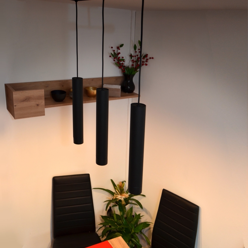 LED Висящ полилей TUBA 3xGU10/4,8W/230V черен