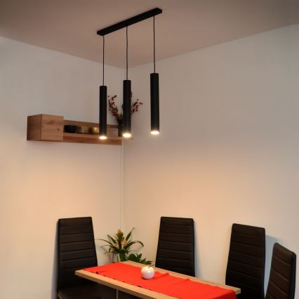 LED Висящ полилей TUBA 3xGU10/4,8W/230V черен