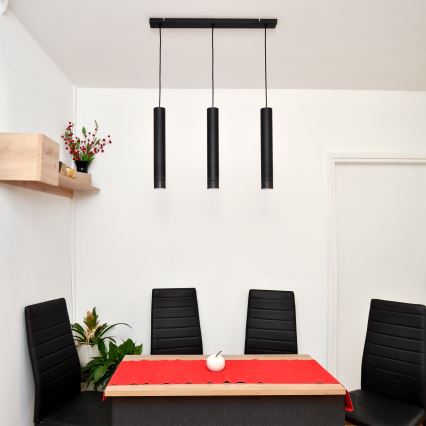 LED Висящ полилей TUBA 3xGU10/4,8W/230V черен