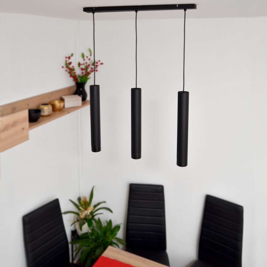 LED Висящ полилей TUBA 3xGU10/4,8W/230V черен