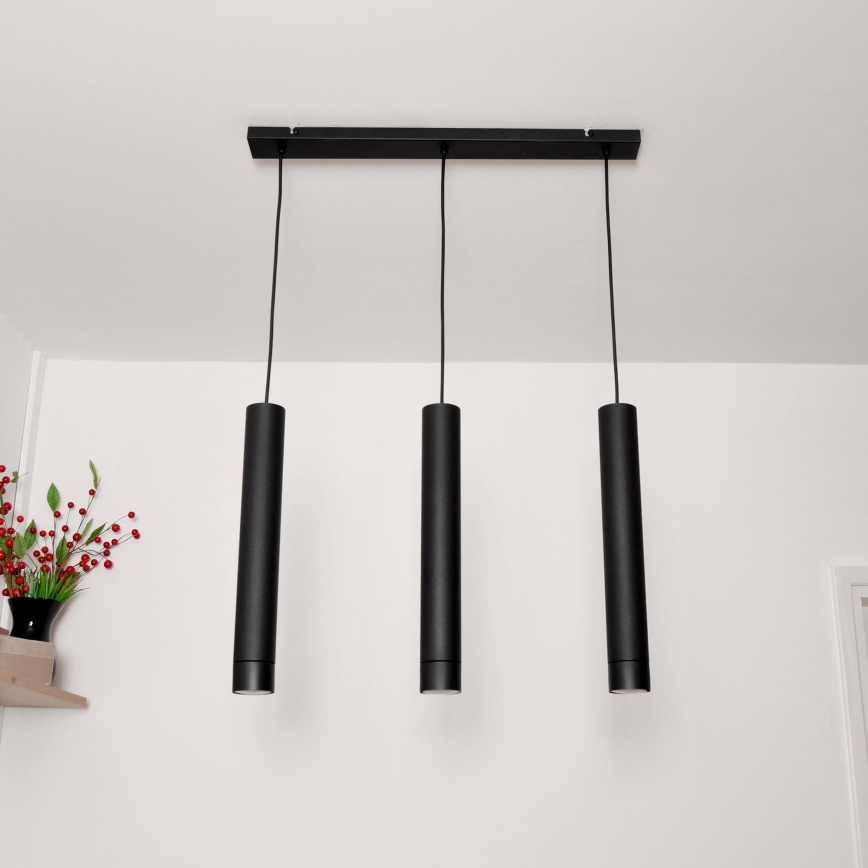 LED Висящ полилей TUBA 3xGU10/4,8W/230V черен