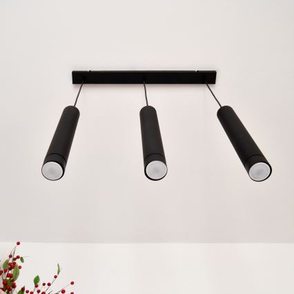 LED Висящ полилей TUBA 3xGU10/4,8W/230V черен