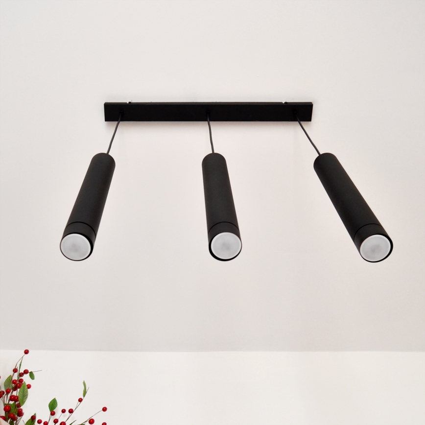LED Висящ полилей TUBA 3xGU10/4,8W/230V черен