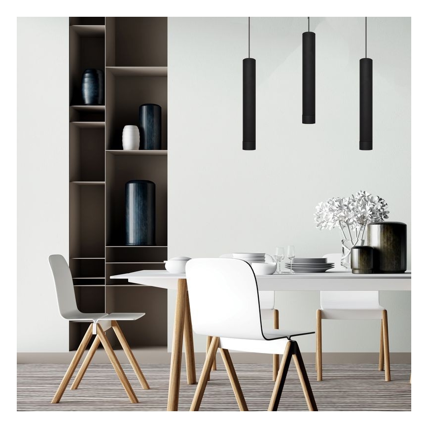 LED Висящ полилей TUBA 3xGU10/4,8W/230V черен