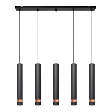 LED Висящ полилей TUBA 5xGU10/6,5W/230V черен/мед