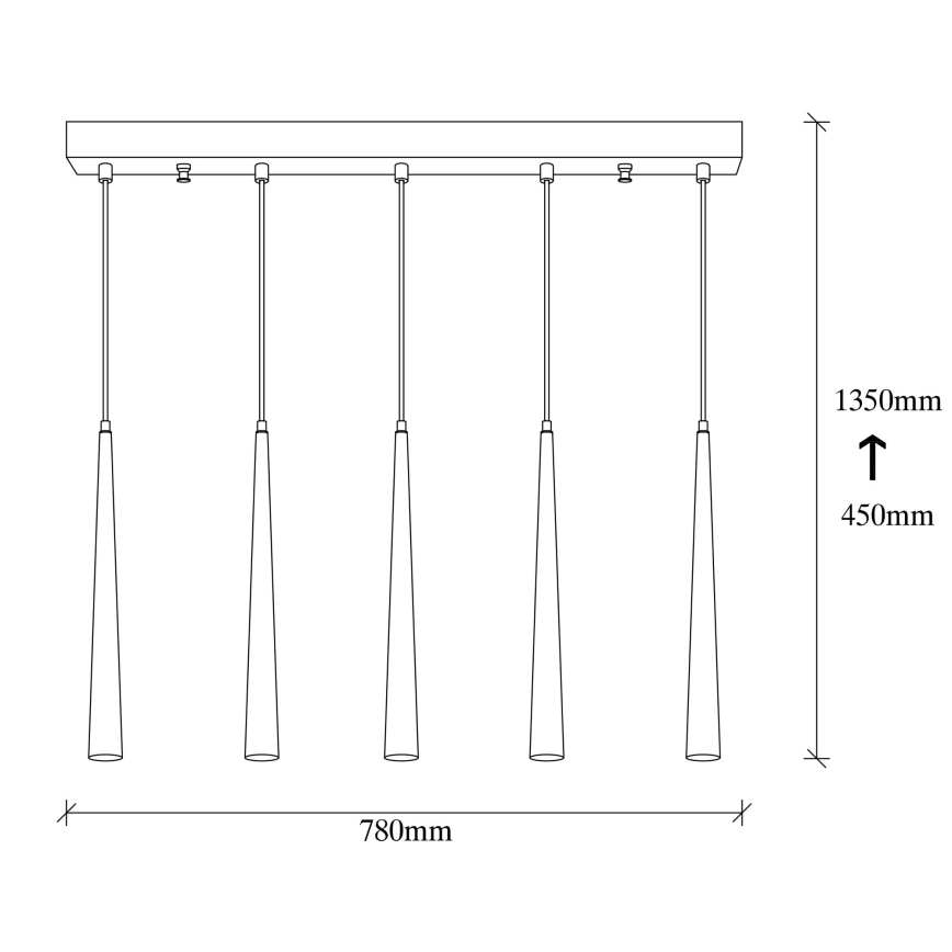 LED Висящ полилей UGUR 5xLED/3W/230V