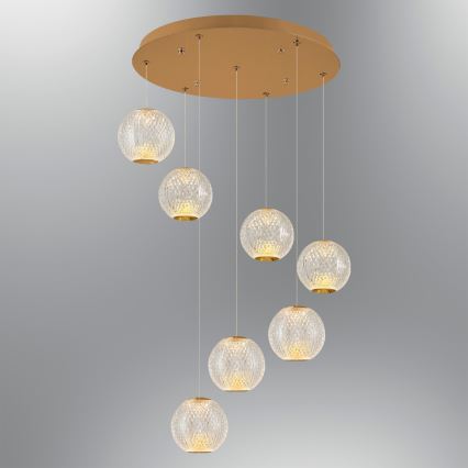 LED Висяща лампа CREMONA 7xLED/5W/230V 3000K златна