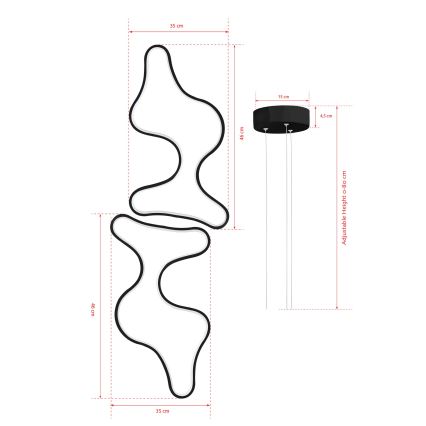 LED Висяща Лампа DUPLE ARTISAN LED/80W/230V 6500K черна