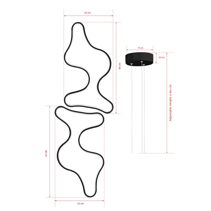 LED Висяща Лампа DUPLE ARTISAN LED/80W/230V 6500K черна