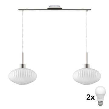 LED Висяща лампа HARMA 2xE27/60W/230V матов хром/бяла