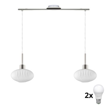 LED Висяща лампа HARMA 2xE27/60W/230V матово хром/бяло