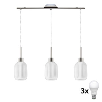 LED Висяща лампа HARMA 3xE27/60W/230V мат хром/бяло