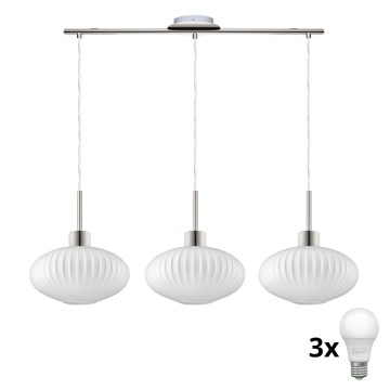 LED Висяща лампа HARMA 3xE27/60W/230V матов хром/бяло