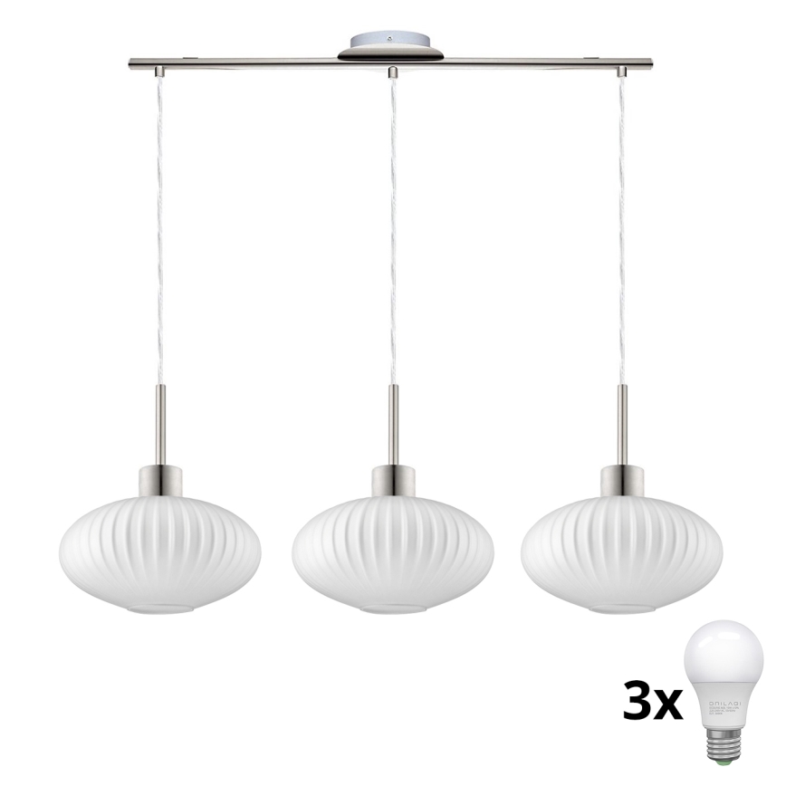 LED Висяща лампа HARMA 3xE27/60W/230V матов хром/бяло