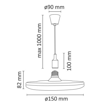 LED Висящи лампи KIKI 1xE27/10W/230V черно