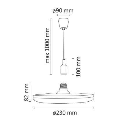 LED Висящи лампи KIKI 1xE27/15W/230V черно