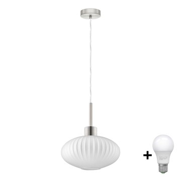 LED Висулка HARMA 1xE27/60W/230V матов хром/бяло