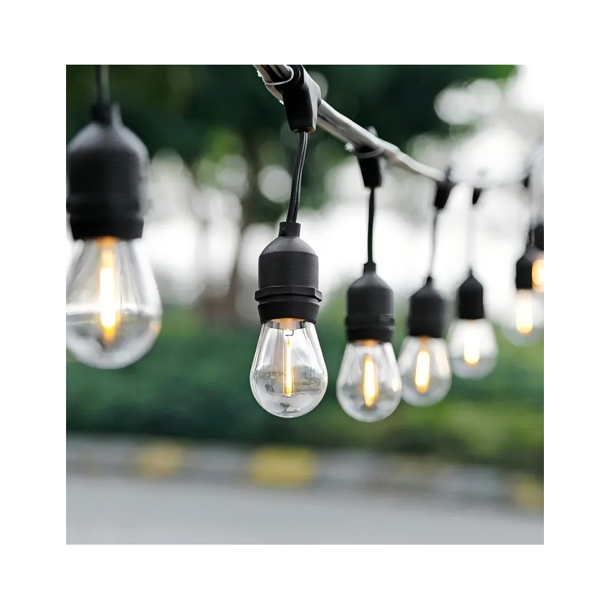 LED Външна декоративна верига 10xE27/1W/230V 10 м IP65 черна