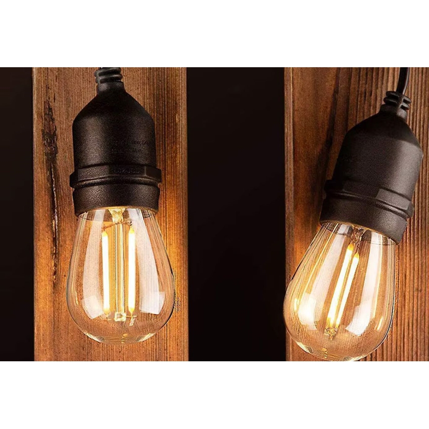 LED Външна декоративна верига 10xE27/1W/230V 10 м IP65 черна