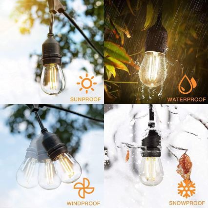 LED Външна декоративна верига 10xE27/1W/230V 10 м IP65 черна