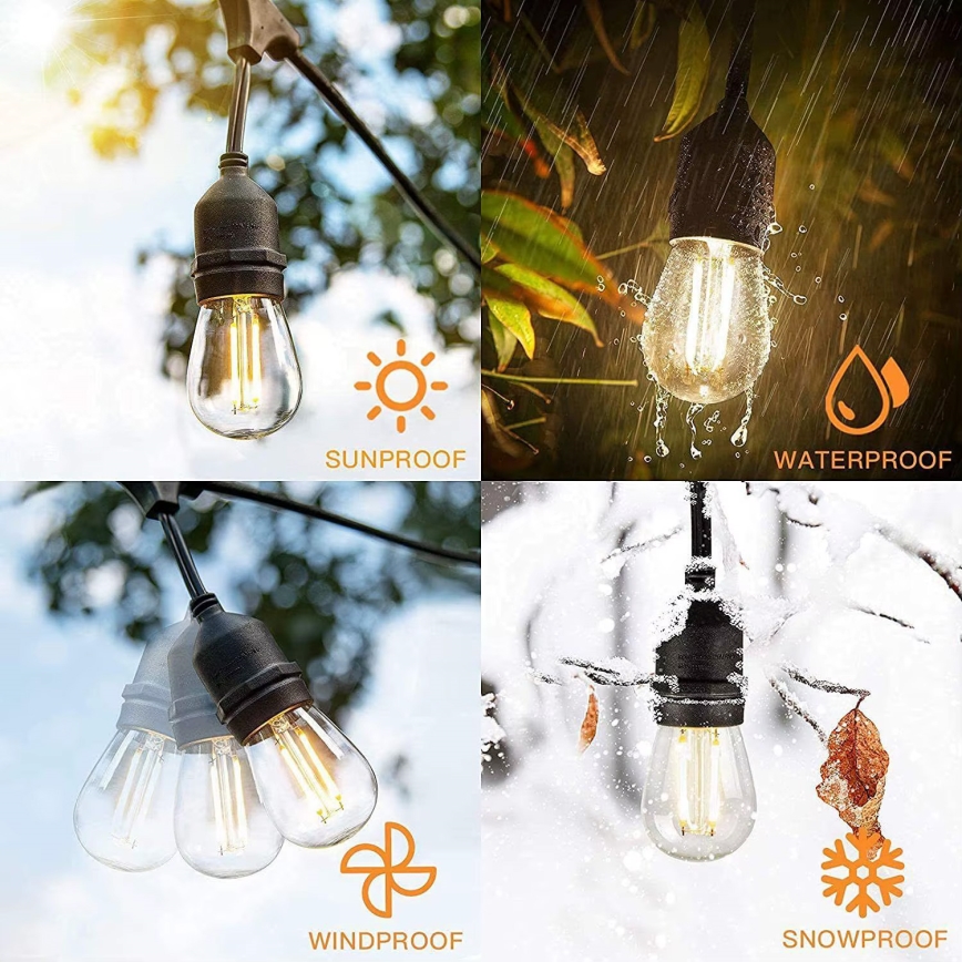 LED Външна декоративна верига 10xE27/1W/230V 10 м IP65 черна