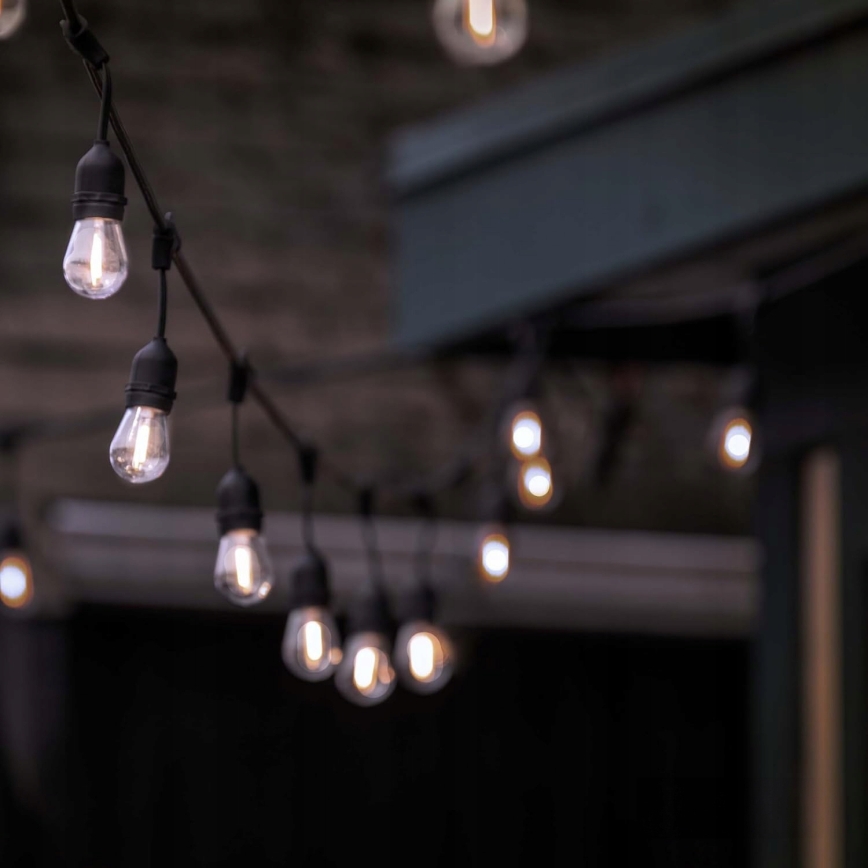 LED външен декоративен гирлянд 10xE27/1W/230V 6,44 m IP44 черен
