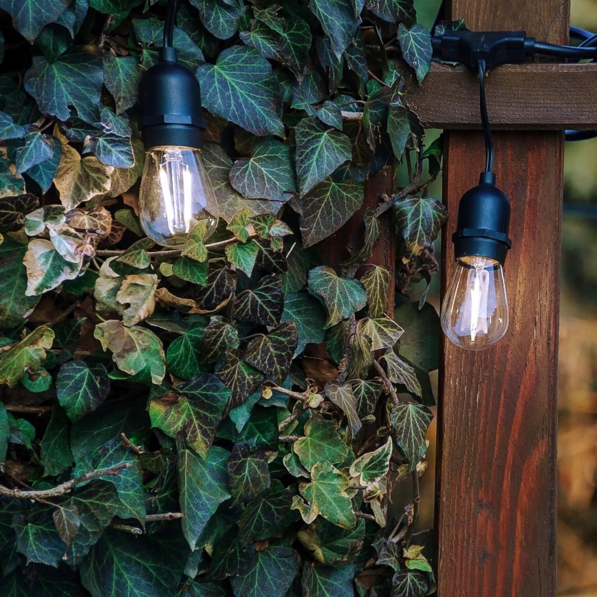 LED външен декоративен гирлянд 10xE27/1W/230V 6,44 m IP44 черен